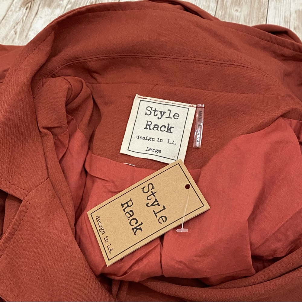 Style Rack Rust Asymmetrical Wrap Dress L - Picture 8 of 10